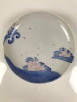 Japanese Porcelain Sometsuke Plate Sara Vtg Kozara Cherry Blossom Blue Pink Y451