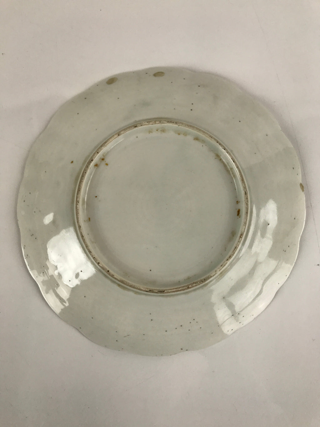 Japanese Porcelain Sometsuke Plate Vtg Blue White Uchiwa Maple Leaf Plum PY769