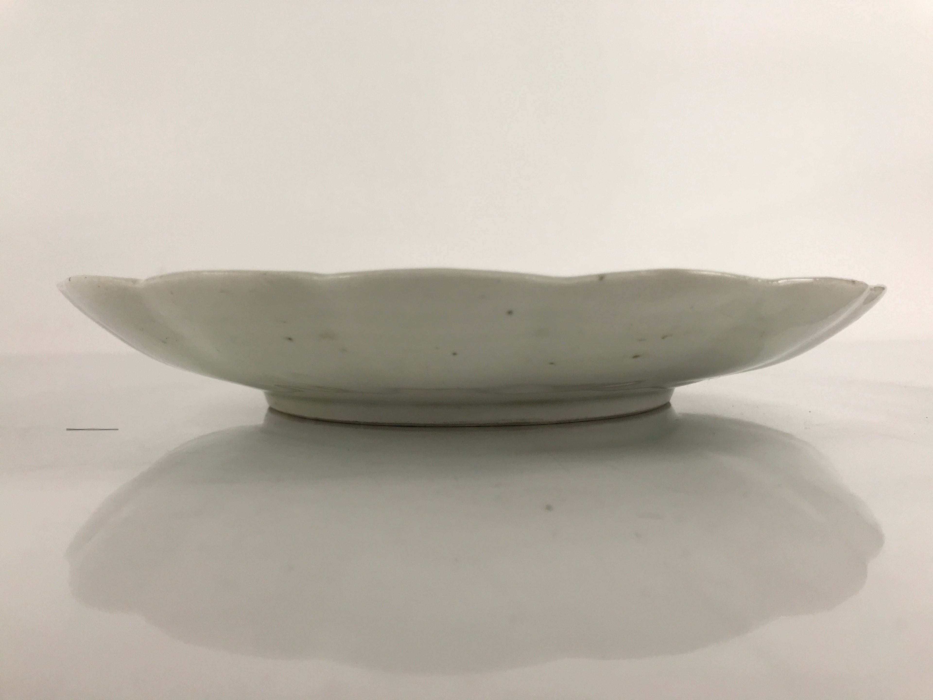 Japanese Porcelain Sometsuke Plate Vtg Blue White Uchiwa Maple Leaf Plum PY771