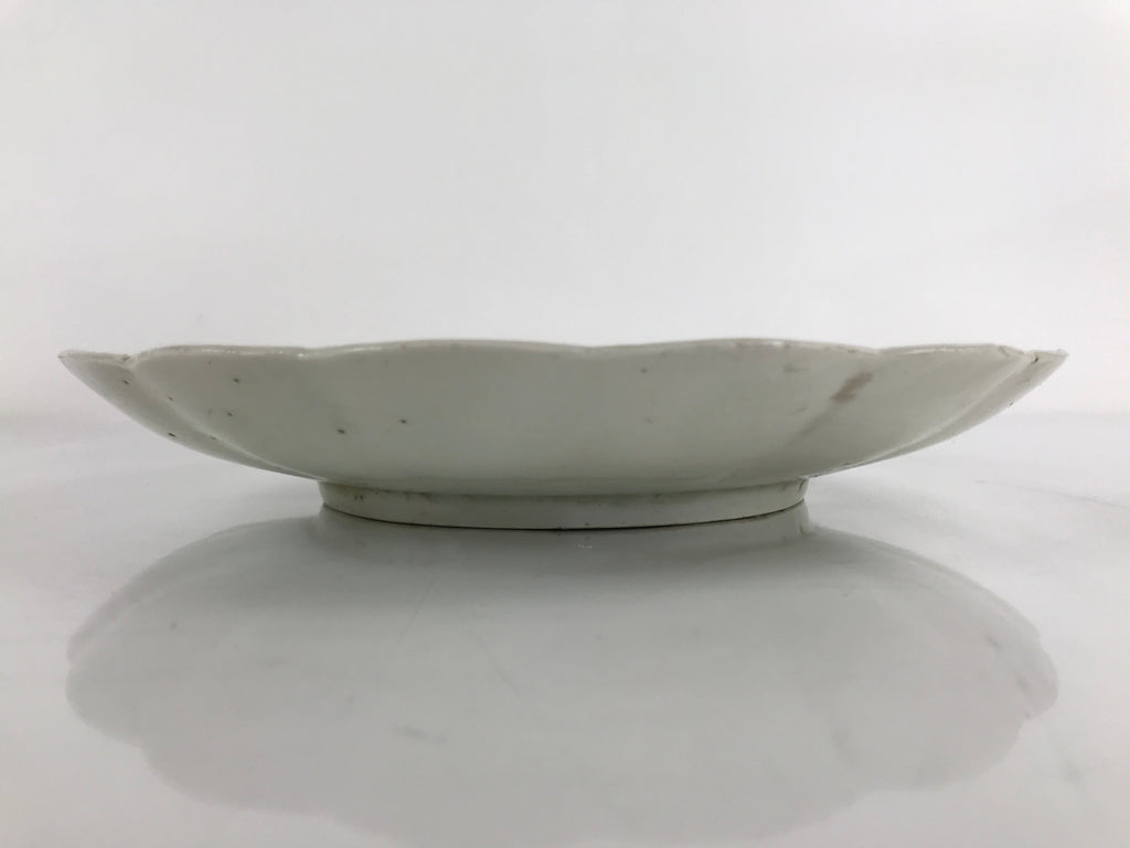 Japanese Porcelain Sometsuke Plate Vtg Blue White Uchiwa Maple Leaf Plum PY775