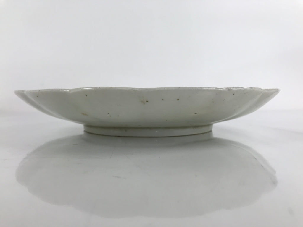 Japanese Porcelain Sometsuke Plate Vtg Blue White Uchiwa Maple Leaf Plum PY775