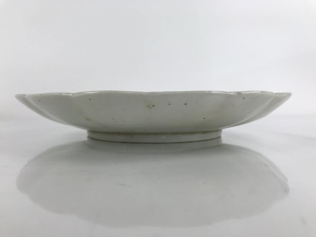 Japanese Porcelain Sometsuke Plate Vtg Blue White Uchiwa Maple Leaf Plum PY775