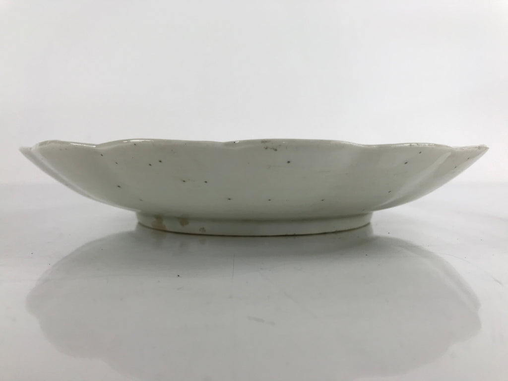 Japanese Porcelain Sometsuke Plate Vtg Blue White Uchiwa Maple Leaf Plum PY778