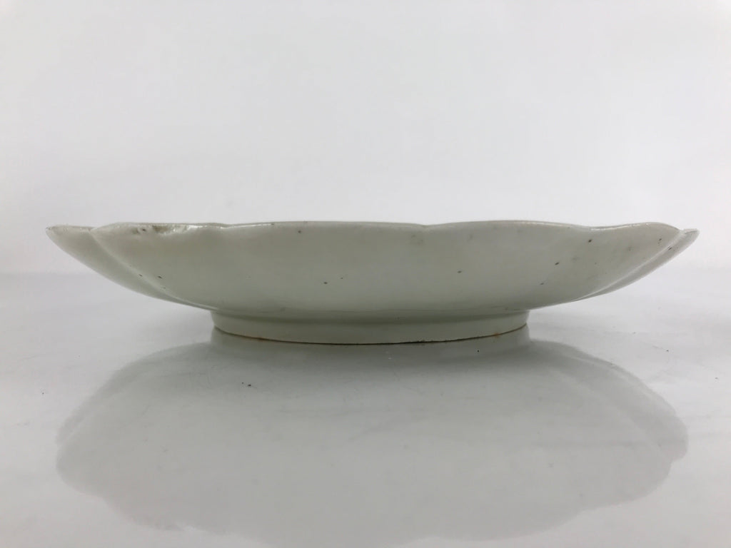 Japanese Porcelain Sometsuke Plate Vtg Blue White Uchiwa Maple Leaf Plum PY781