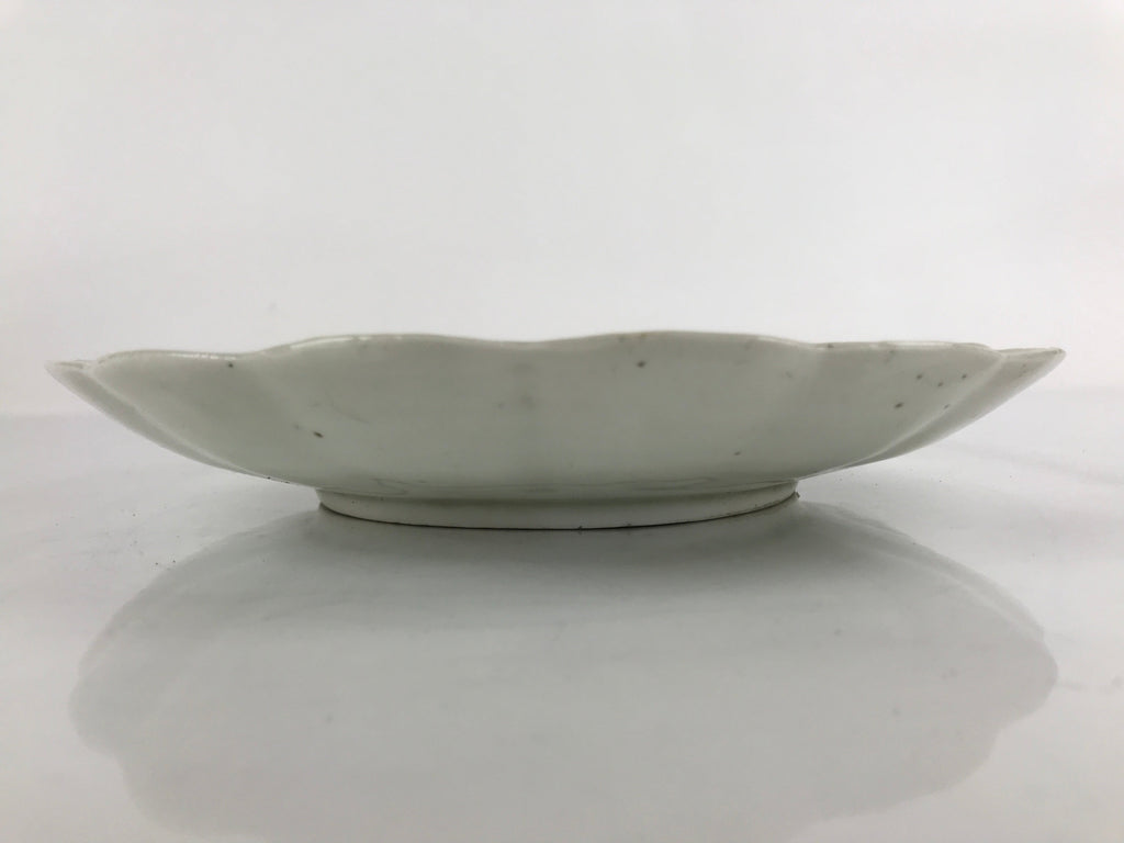 Japanese Porcelain Sometsuke Plate Vtg Blue White Uchiwa Maple Leaf Plum PY783