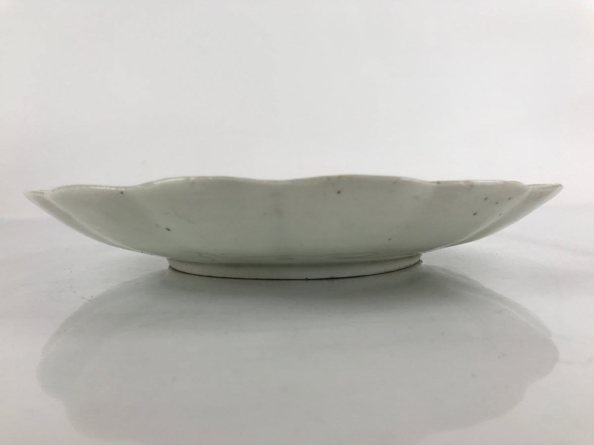 Japanese Porcelain Sometsuke Plate Vtg Blue White Uchiwa Maple Leaf Plum PY783