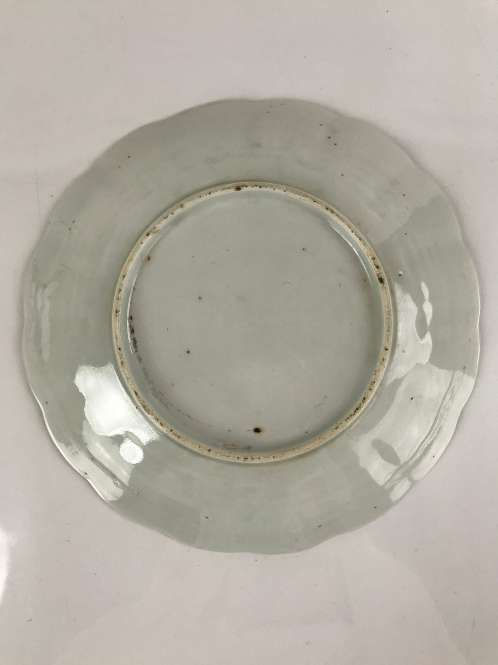 Japanese Porcelain Sometsuke Plate Vtg Blue White Uchiwa Maple Leaf Plum PY784