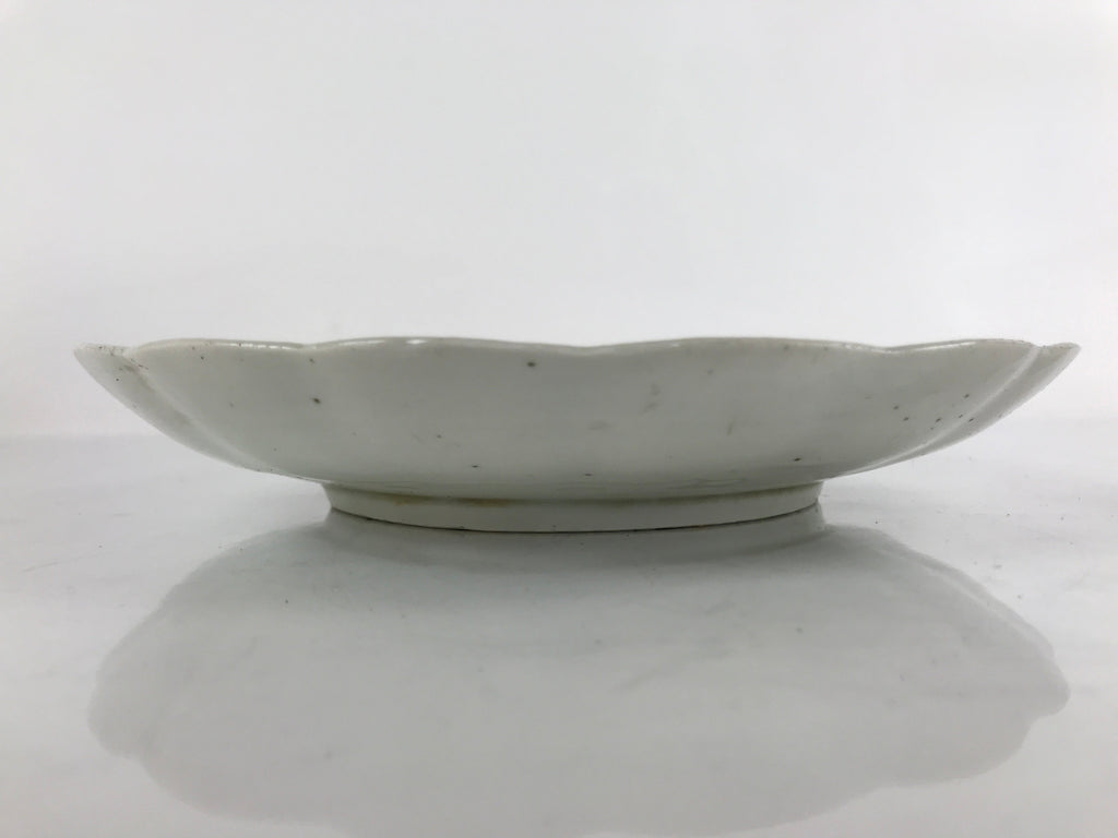Japanese Porcelain Sometsuke Plate Vtg Blue White Uchiwa Maple Leaf Plum PY786