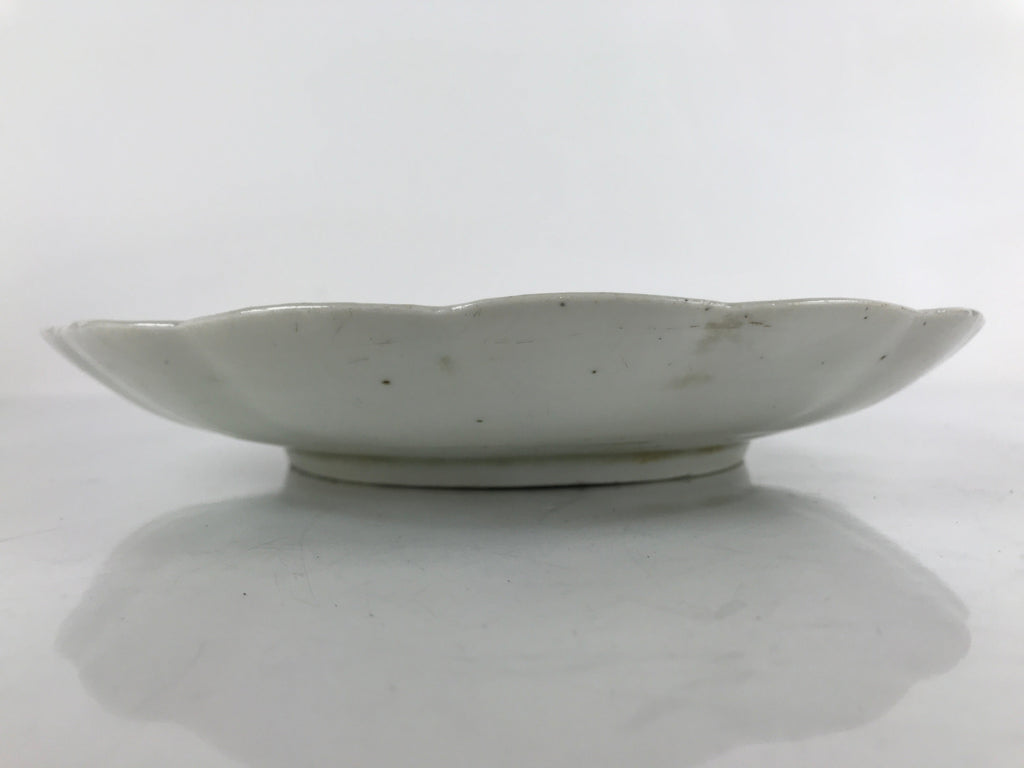 Japanese Porcelain Sometsuke Plate Vtg Blue White Uchiwa Maple Leaf Plum PY786
