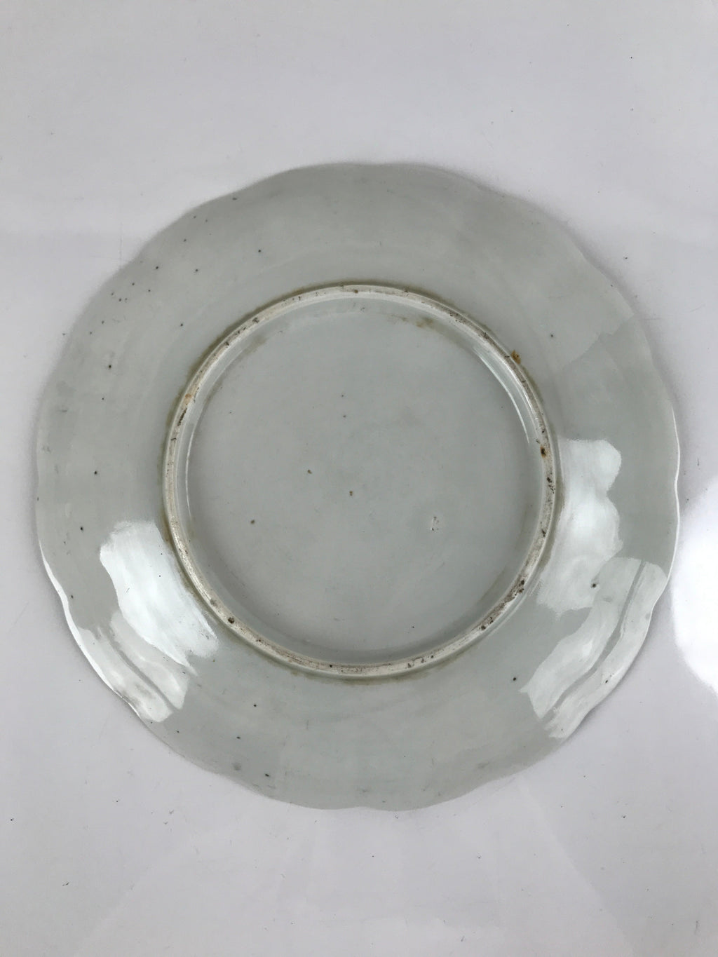 Japanese Porcelain Sometsuke Plate Vtg Blue White Uchiwa Maple Leaf Plum PY786