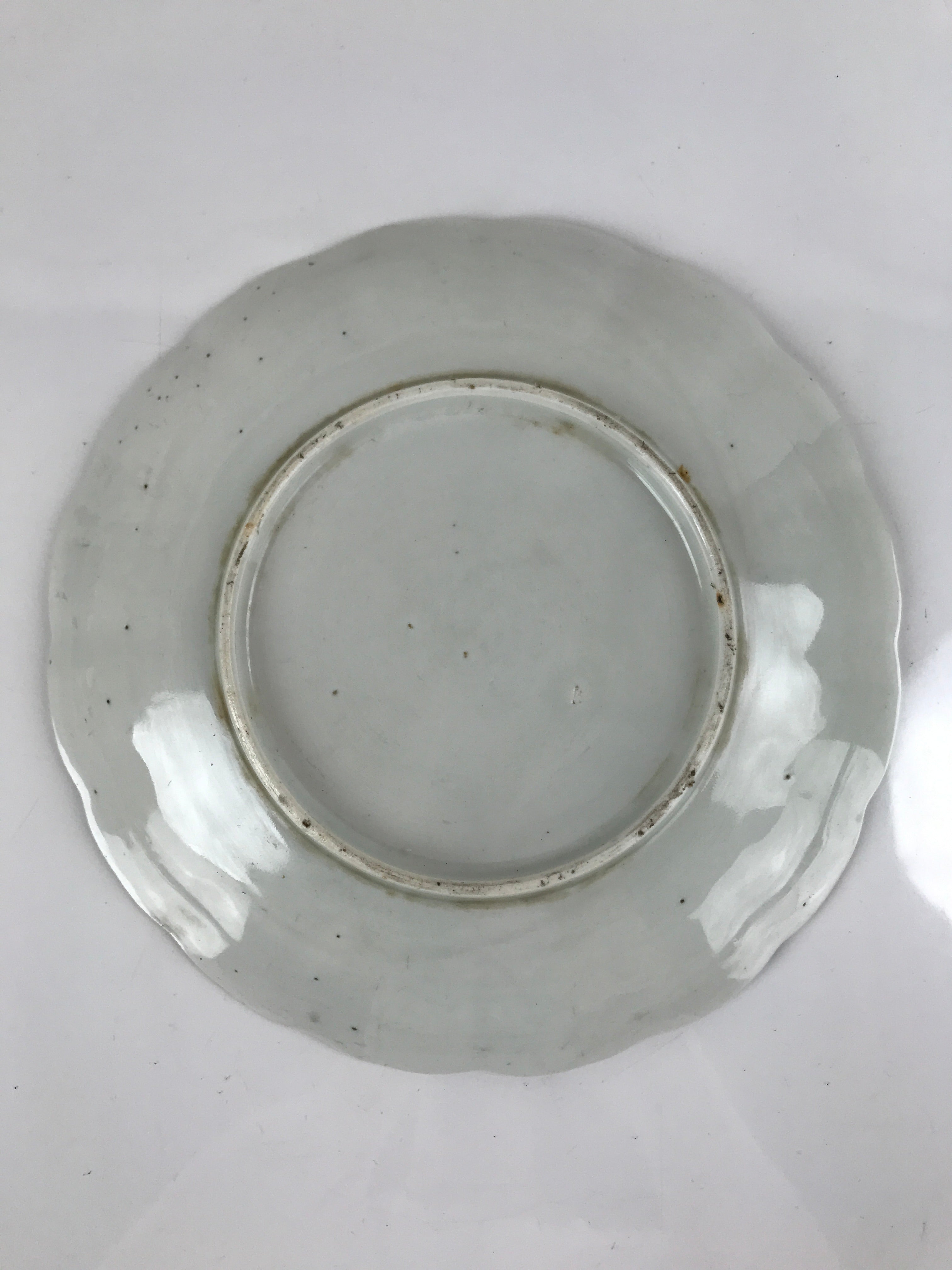 Japanese Porcelain Sometsuke Plate Vtg Blue White Uchiwa Maple Leaf Plum PY786