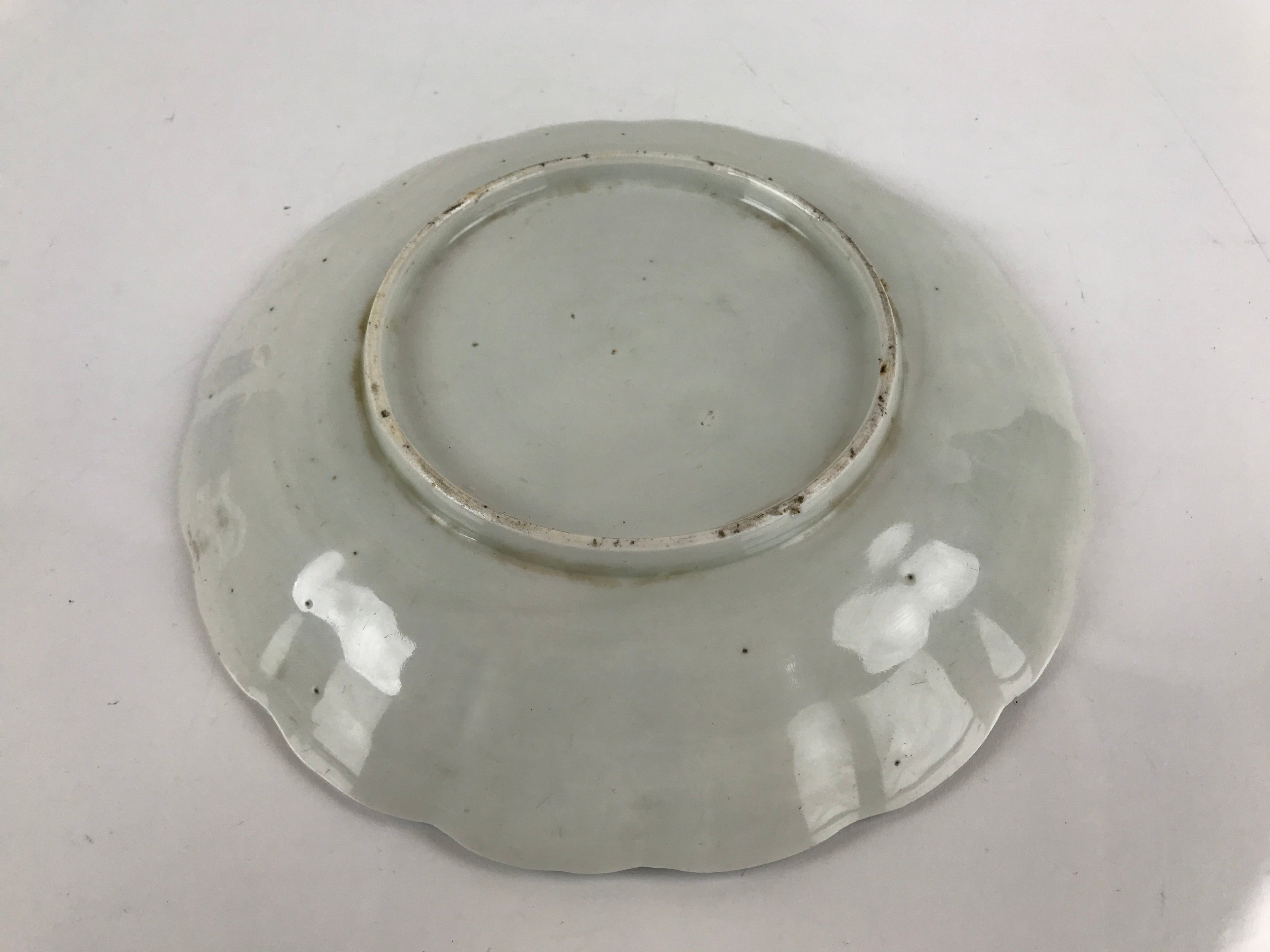 Japanese Porcelain Sometsuke Plate Vtg Blue White Uchiwa Maple Leaf Plum PY786