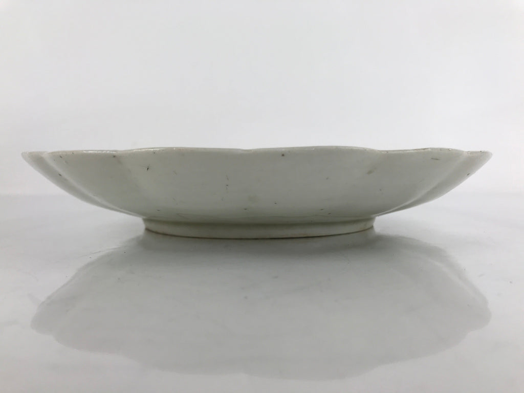 Japanese Porcelain Sometsuke Plate Vtg Blue White Uchiwa Maple Leaf Plum PY787