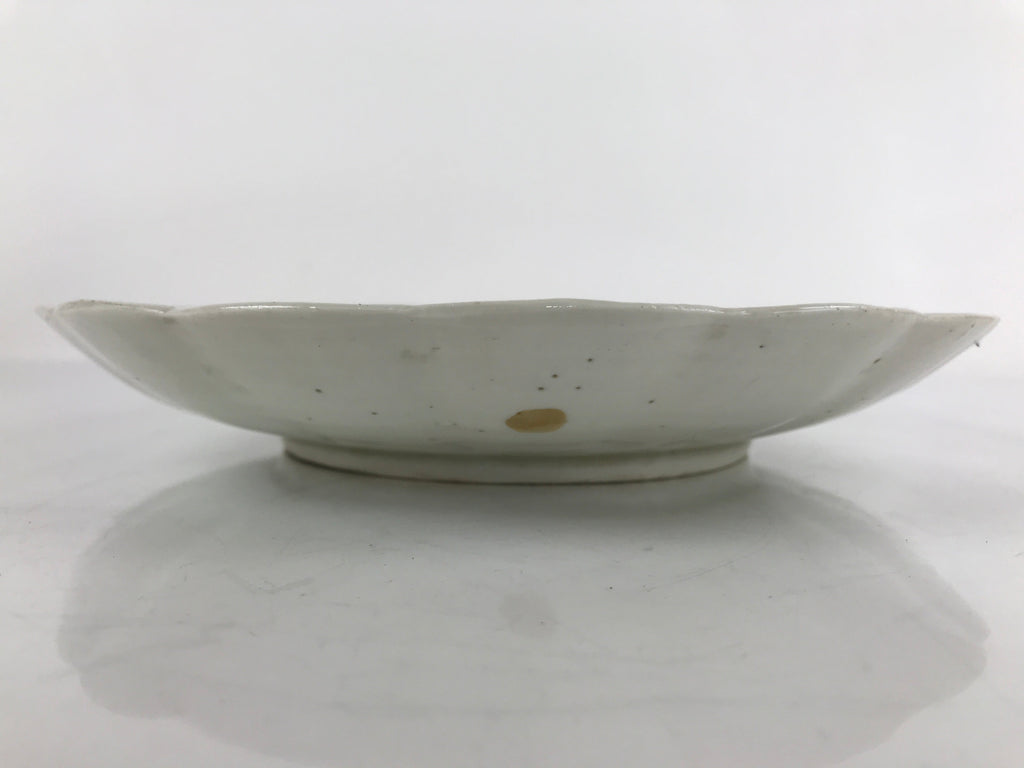Japanese Porcelain Sometsuke Plate Vtg Blue White Uchiwa Maple Leaf Plum PY787