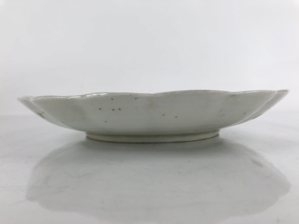 Japanese Porcelain Sometsuke Plate Vtg Blue White Uchiwa Maple Leaf Plum PY787