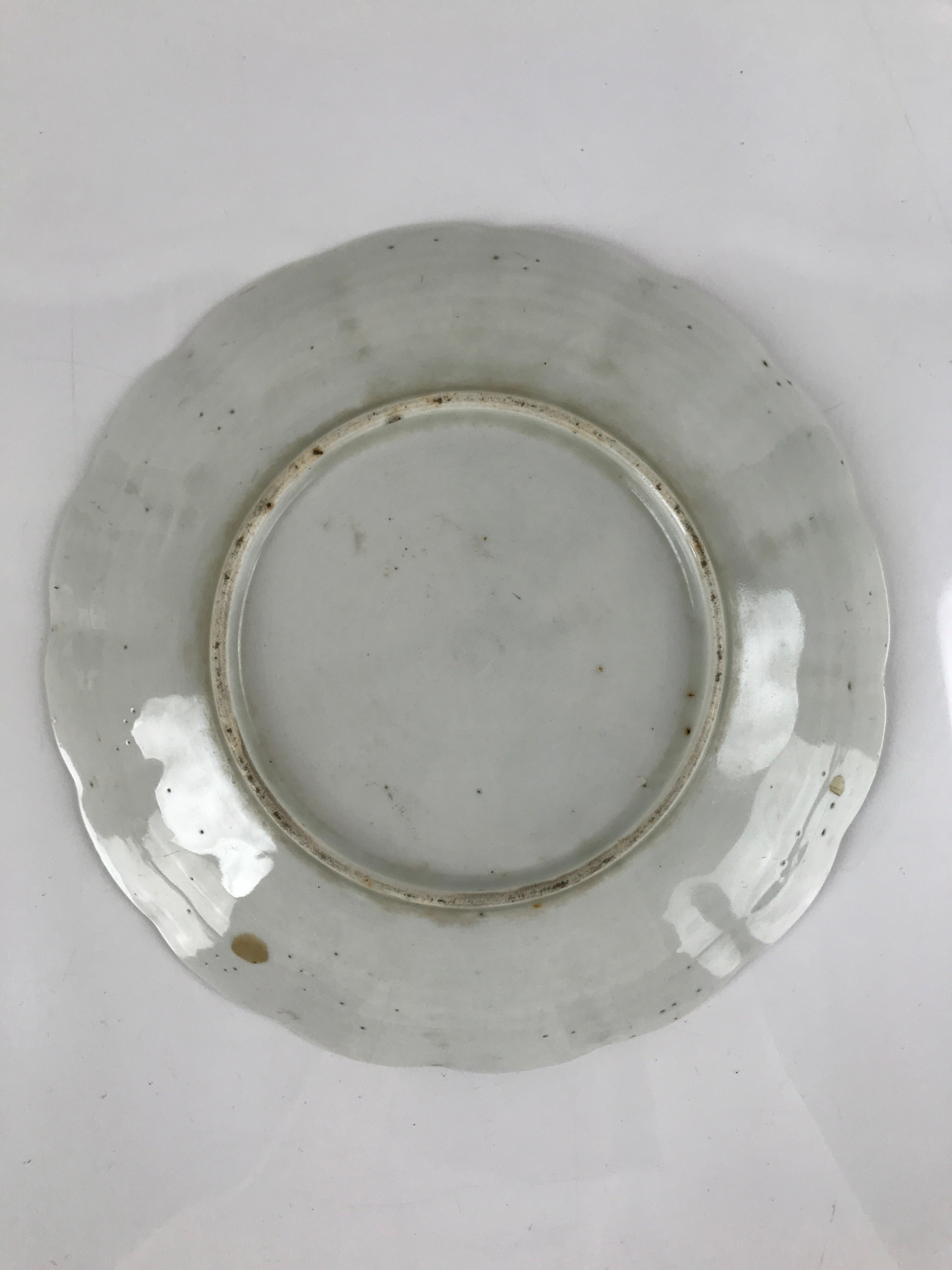 Japanese Porcelain Sometsuke Plate Vtg Blue White Uchiwa Maple Leaf Plum PY787