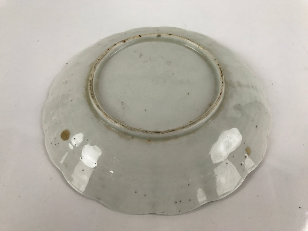 Japanese Porcelain Sometsuke Plate Vtg Blue White Uchiwa Maple Leaf Plum PY787