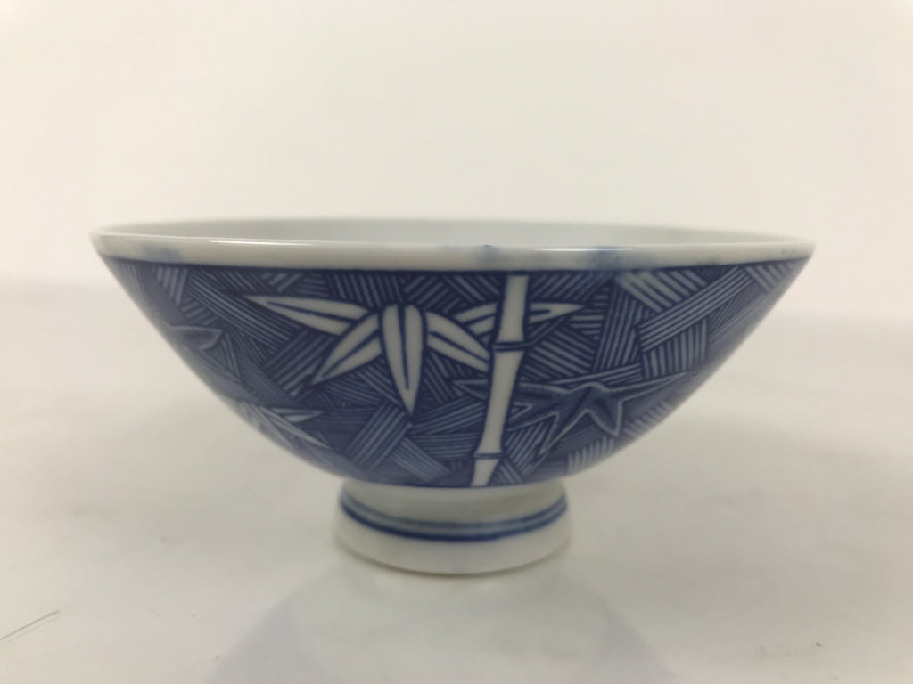 Japanese Porcelain Sometsuke Rice Bowl Owan Vtg Kobachi White Blue Bamboo Y510