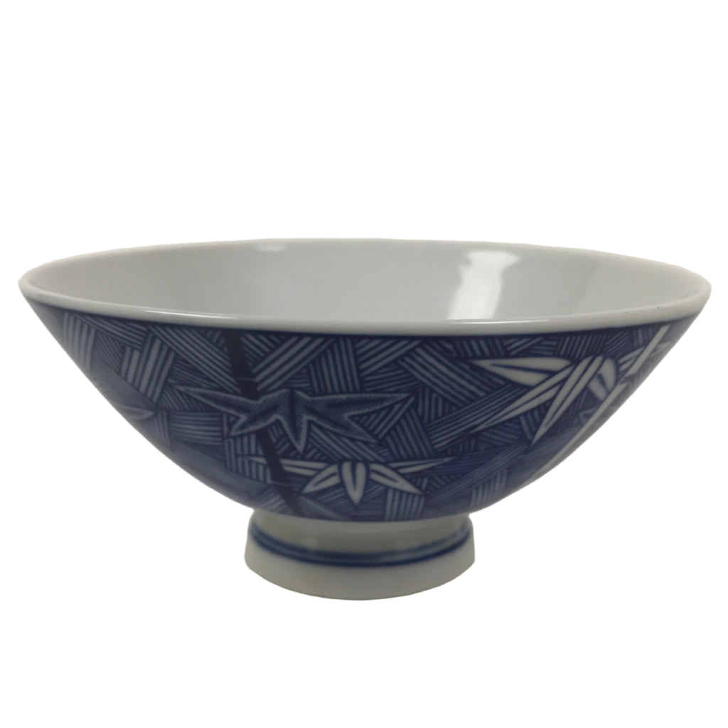 Japanese Porcelain Sometsuke Rice Bowl Owan Vtg Kobachi White Blue Bamboo Y510