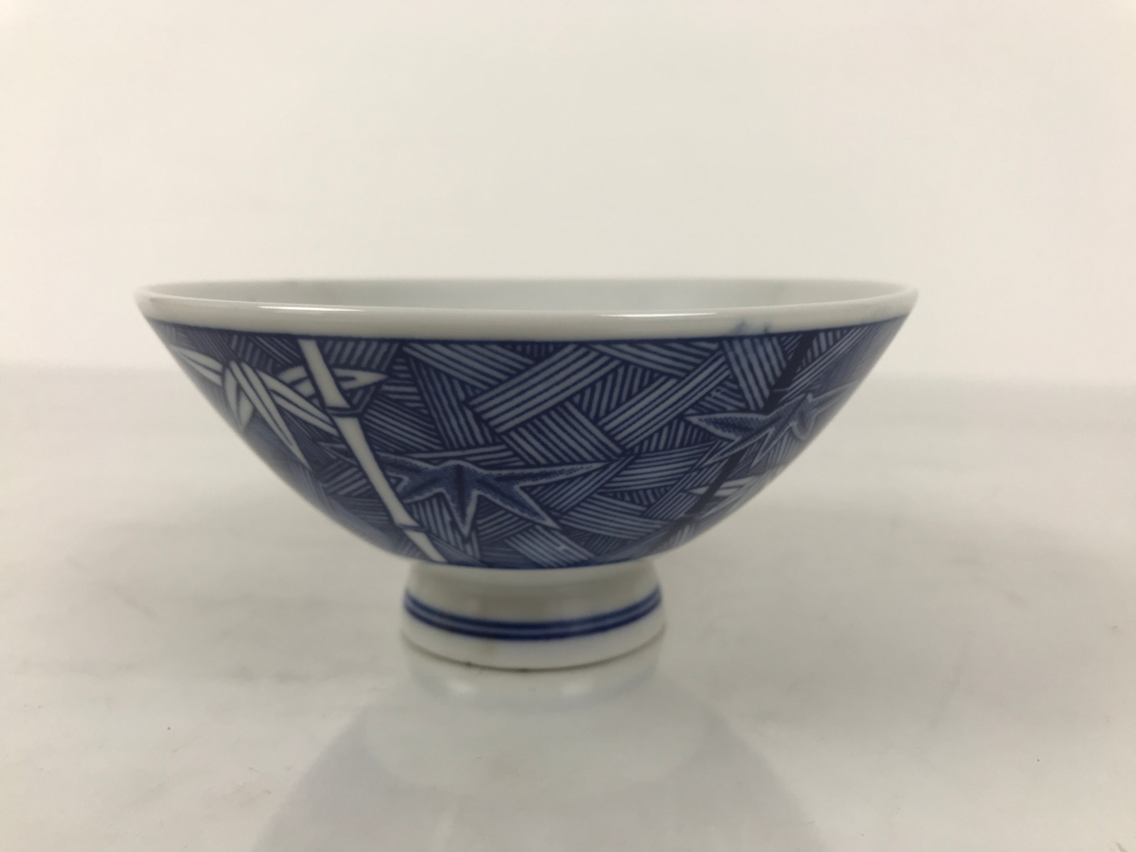 Japanese Porcelain Sometsuke Rice Bowl Owan Vtg Kobachi White Blue Bamboo Y511