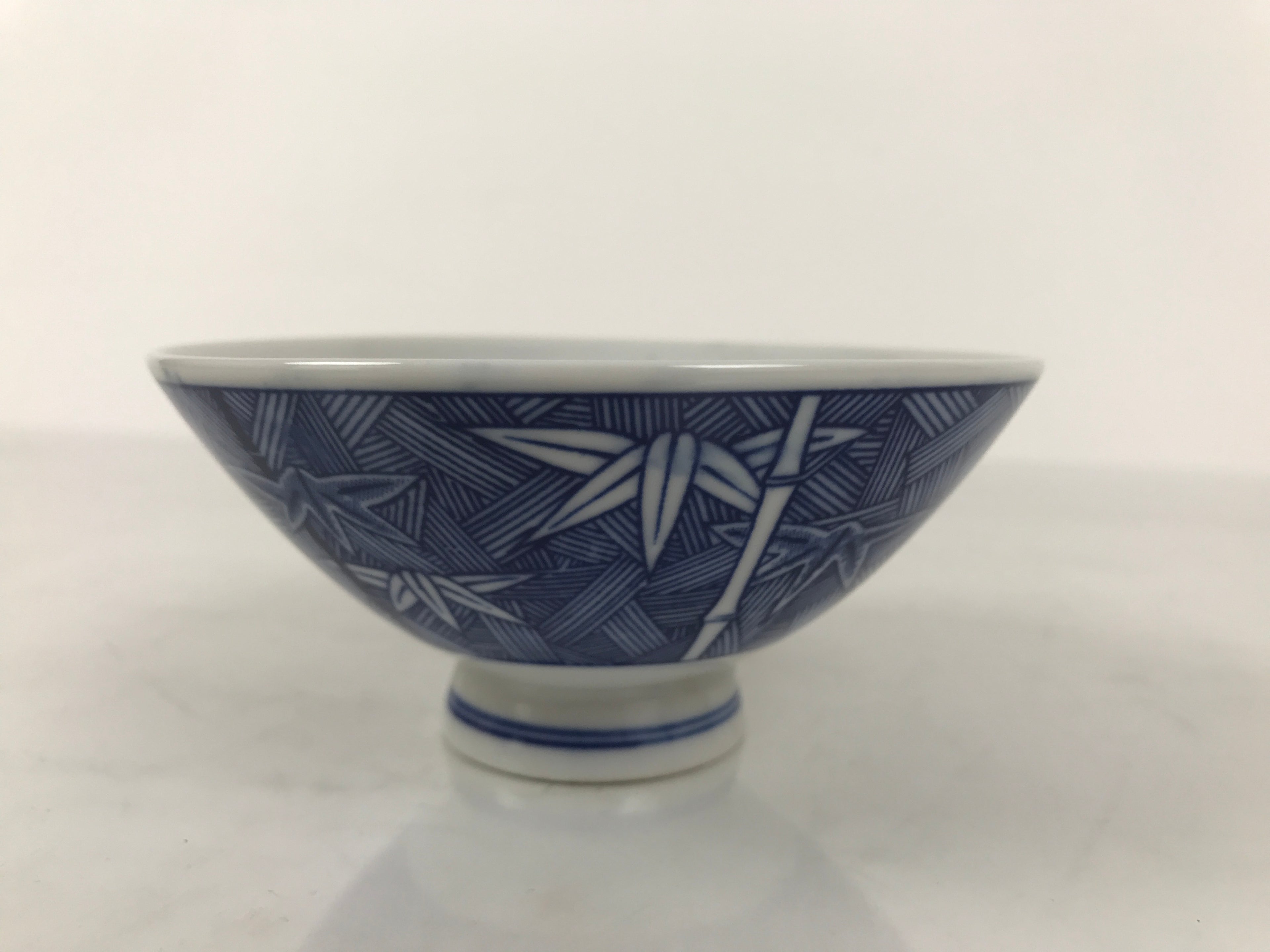 Japanese Porcelain Sometsuke Rice Bowl Owan Vtg Kobachi White Blue Bamboo Y511