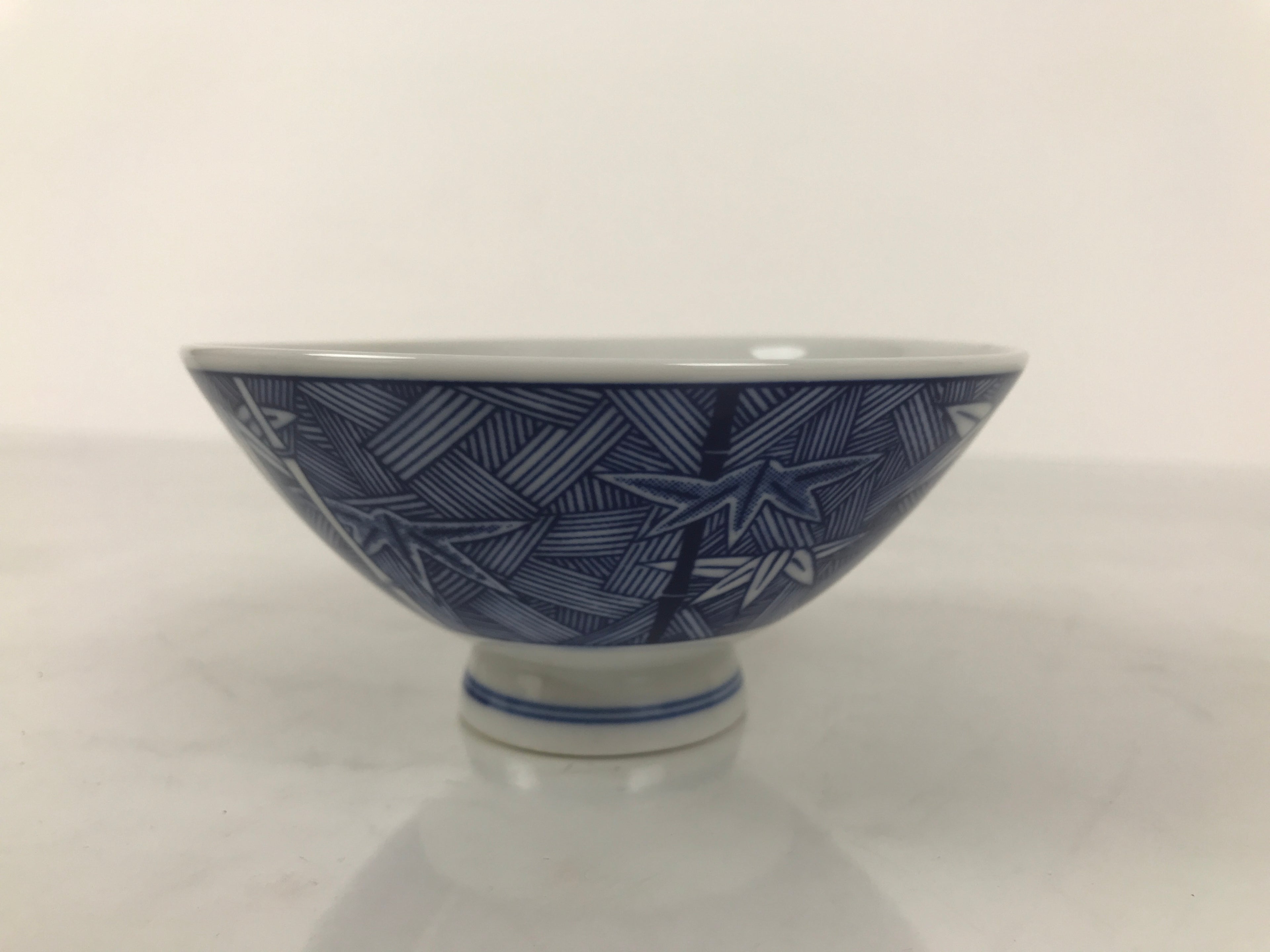 Japanese Porcelain Sometsuke Rice Bowl Owan Vtg Kobachi White Blue Bamboo Y511