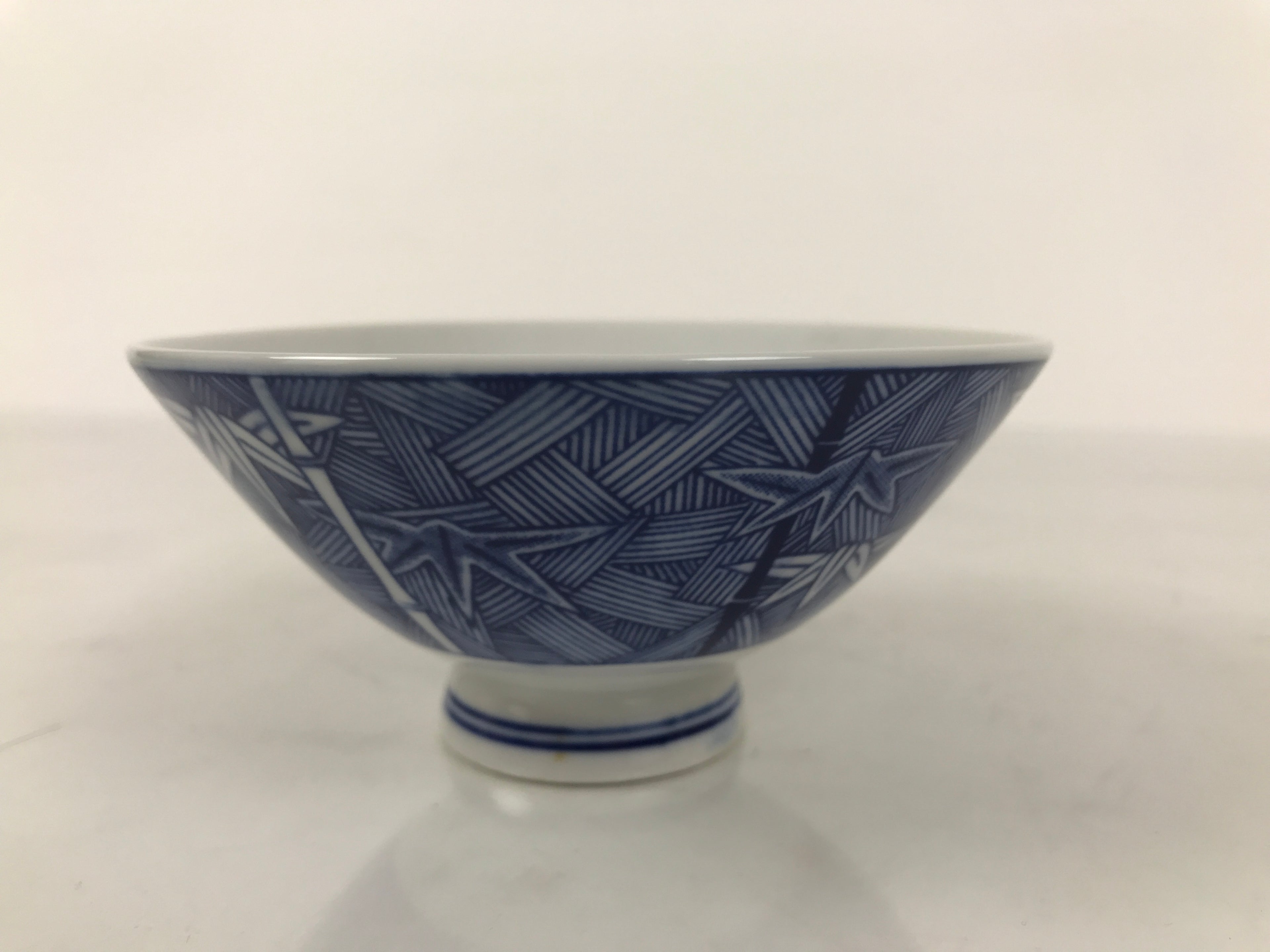 Japanese Porcelain Sometsuke Rice Bowl Owan Vtg Kobachi White Blue Bamboo Y512