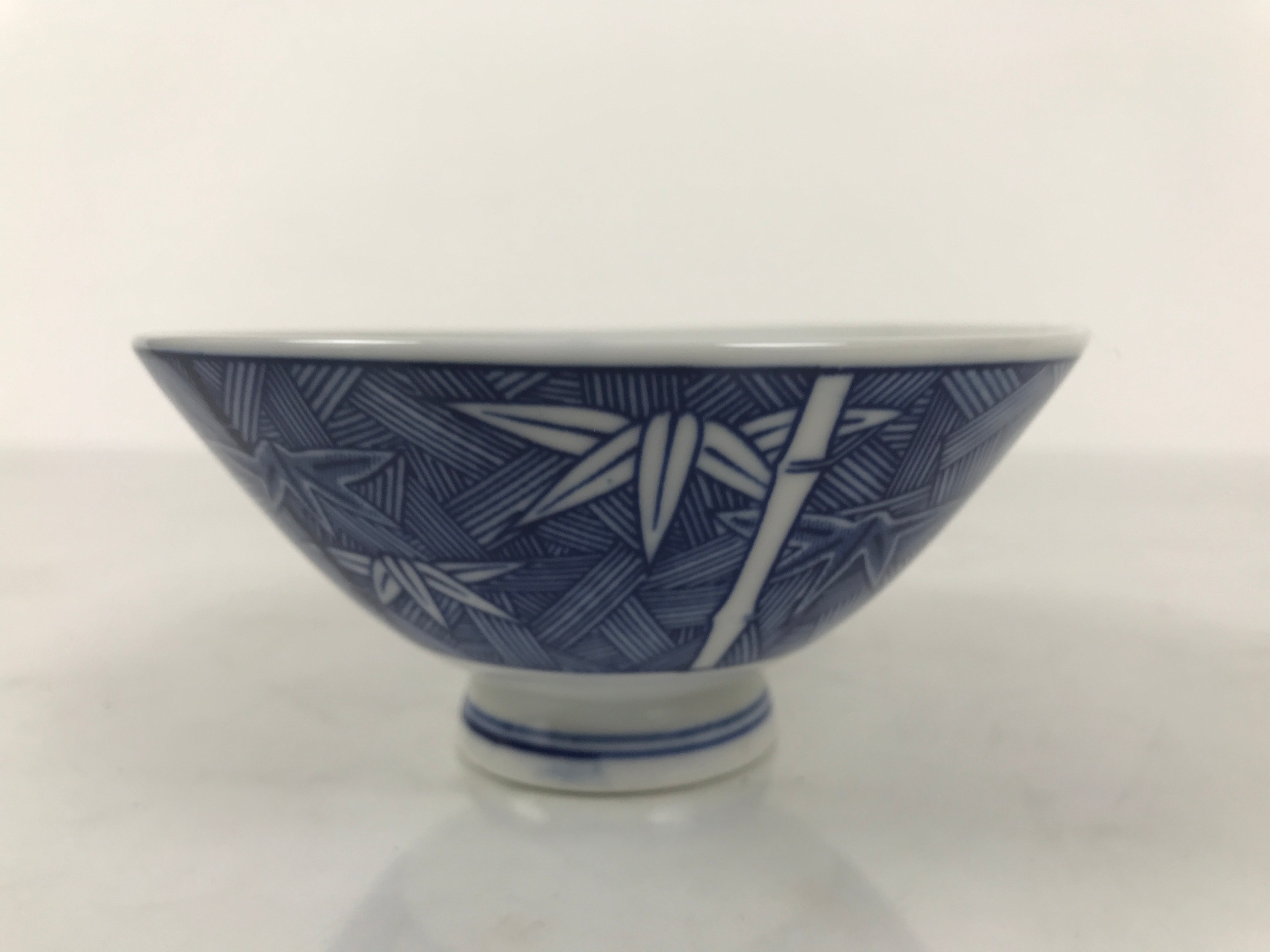 Japanese Porcelain Sometsuke Rice Bowl Owan Vtg Kobachi White Blue Bamboo Y512