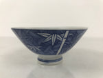 Japanese Porcelain Sometsuke Rice Bowl Owan Vtg Kobachi White Blue Bamboo Y512