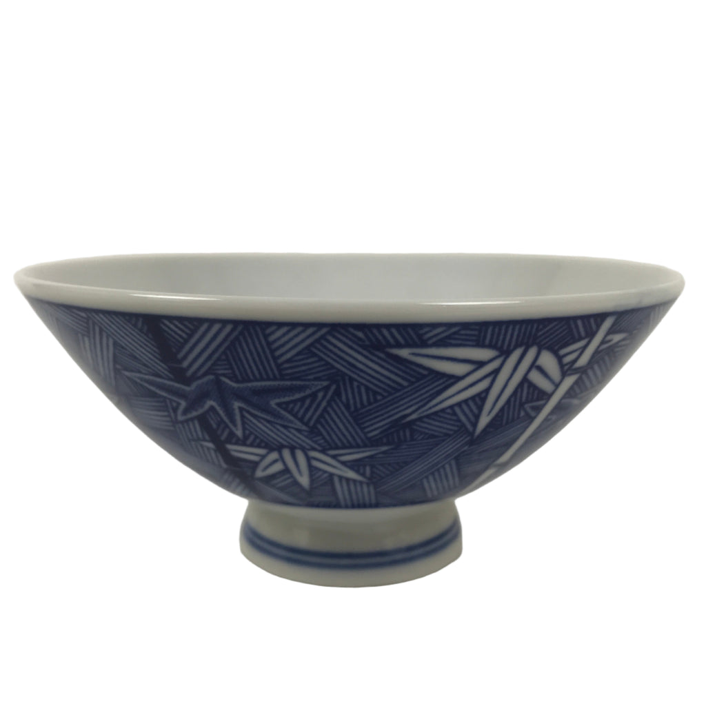 Japanese Porcelain Sometsuke Rice Bowl Owan Vtg Kobachi White Blue Bamboo Y513
