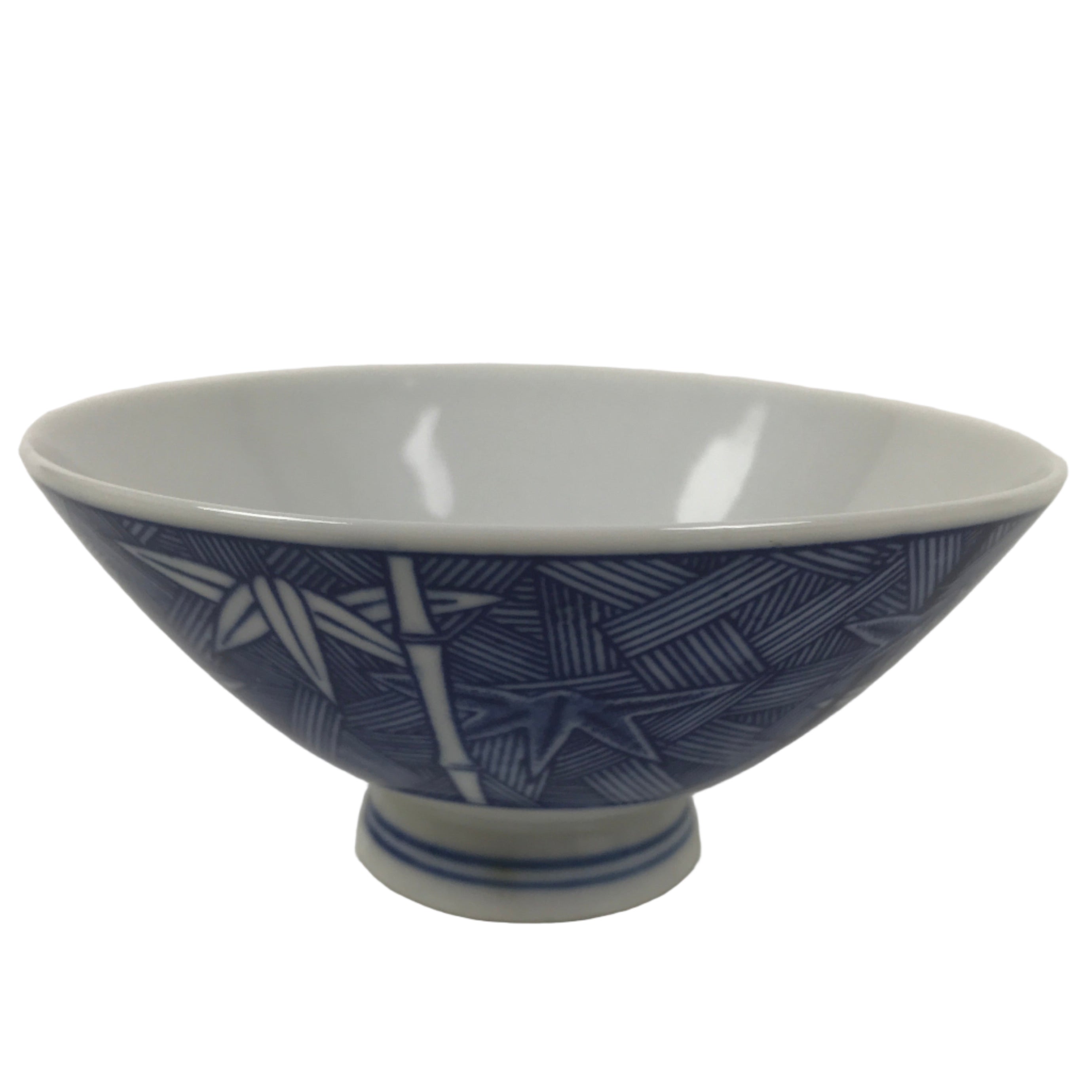 Japanese Porcelain Sometsuke Rice Bowl Owan Vtg Kobachi White Blue Bamboo Y514