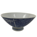 Japanese Porcelain Sometsuke Rice Bowl Owan Vtg Kobachi White Blue Bamboo Y514