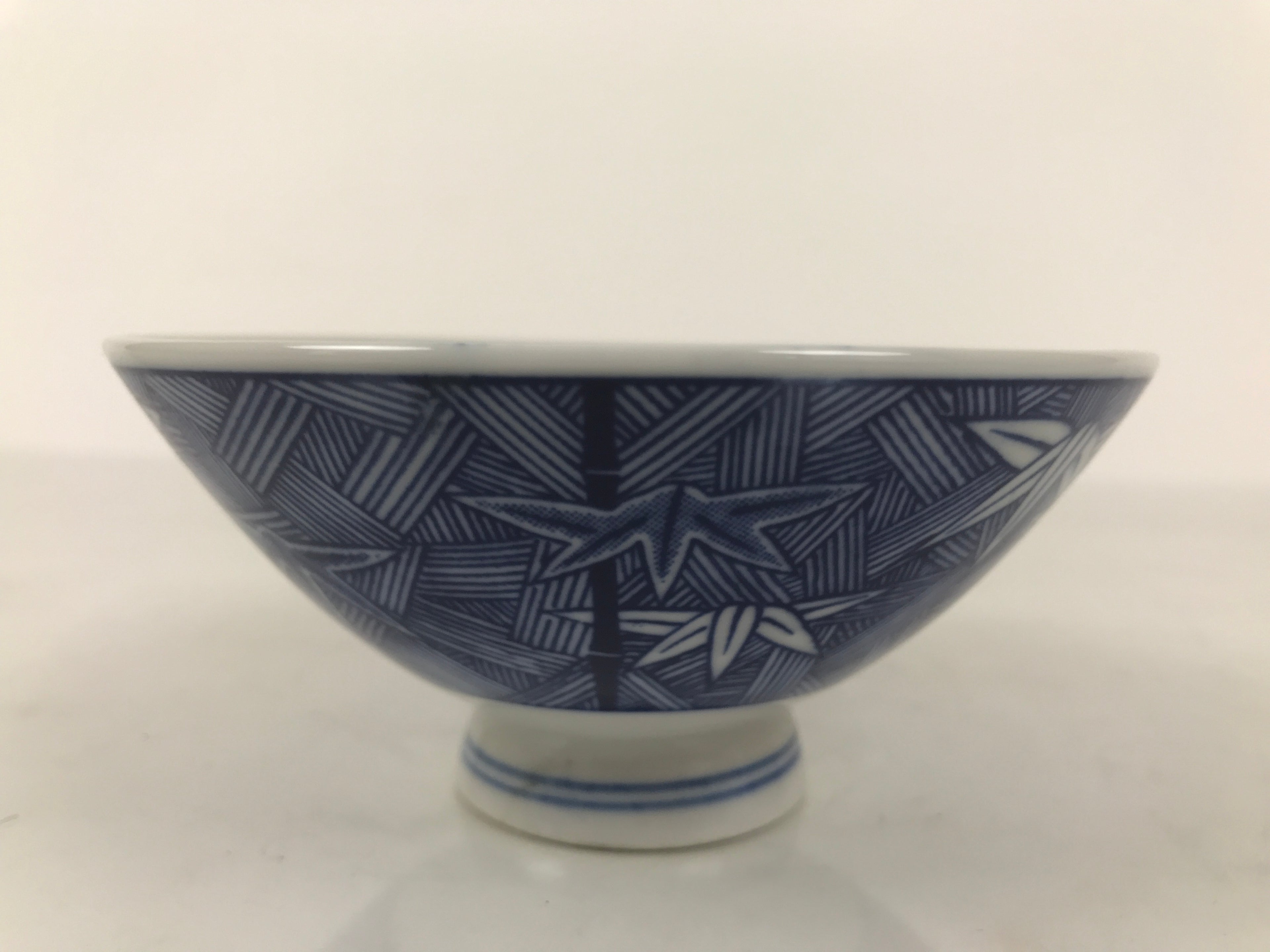 Japanese Porcelain Sometsuke Rice Bowl Owan Vtg Kobachi White Blue Bamboo Y516