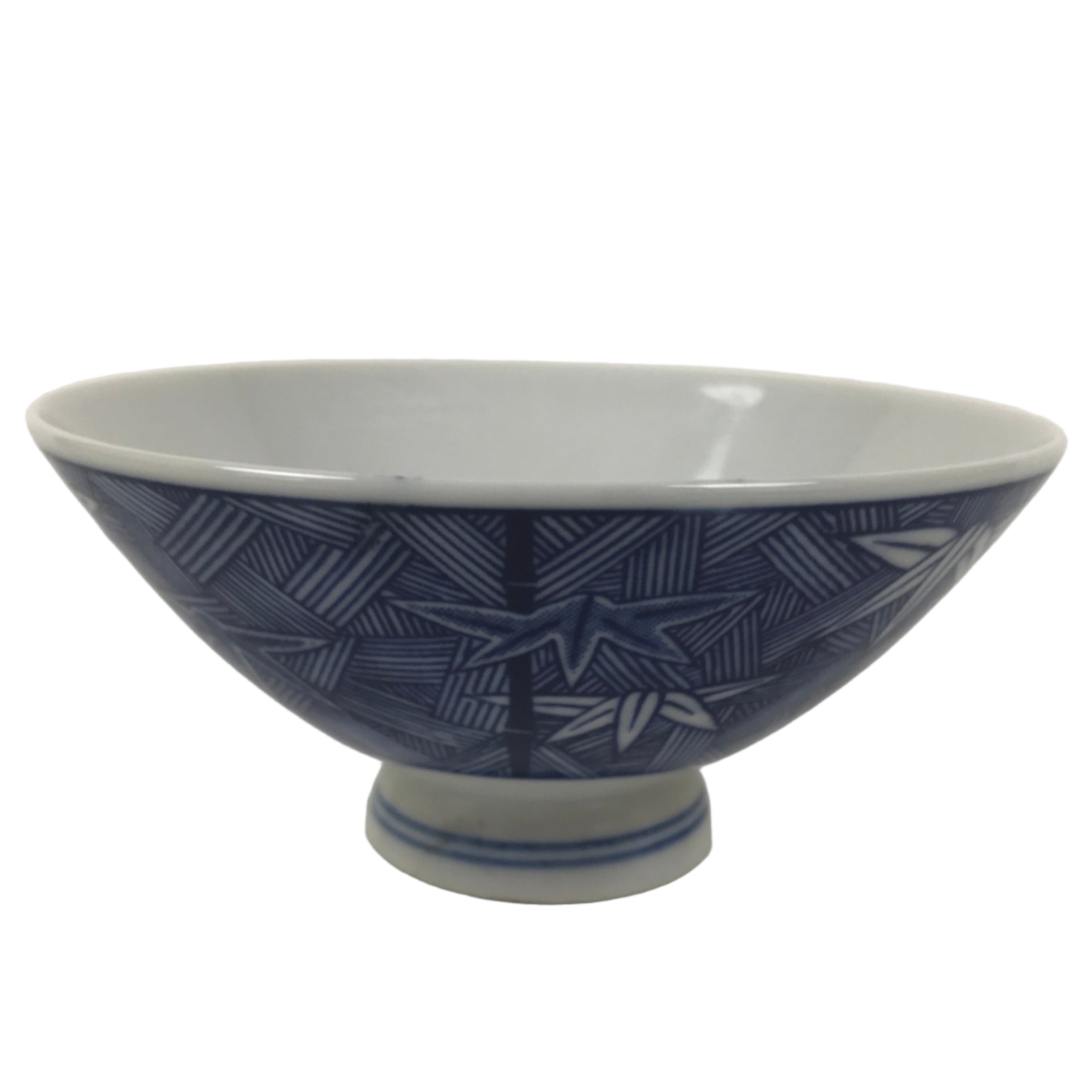 Japanese Porcelain Sometsuke Rice Bowl Owan Vtg Kobachi White Blue Bamboo Y516