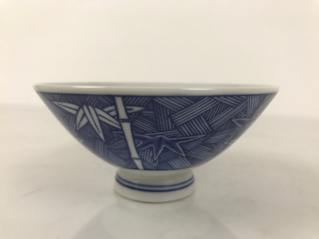 Japanese Porcelain Sometsuke Rice Bowl Owan Vtg Kobachi White Blue Bamboo Y517
