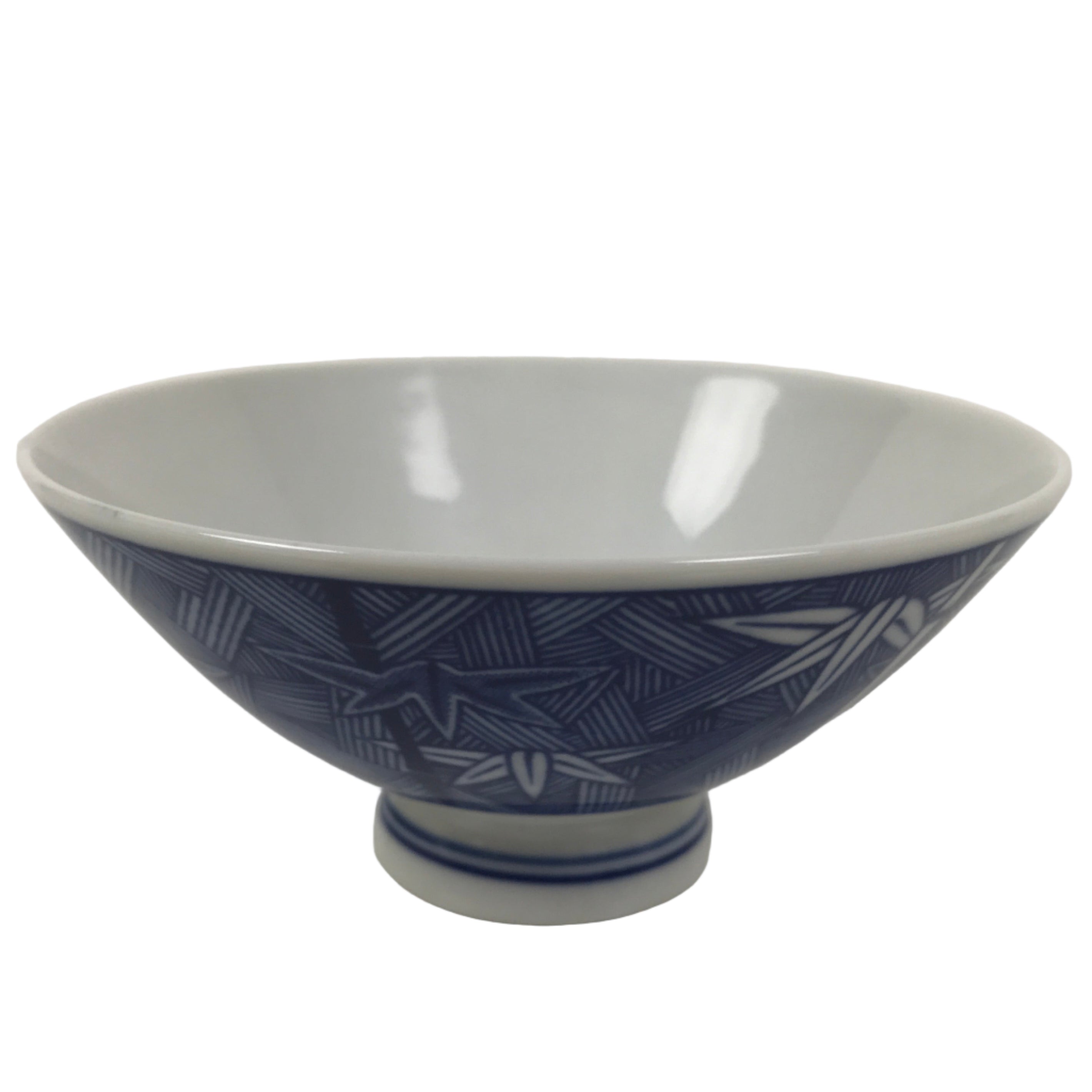 Japanese Porcelain Sometsuke Rice Bowl Owan Vtg Kobachi White Blue Bamboo Y517