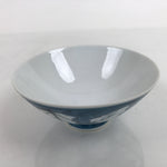 Japanese Porcelain Sometsuke Rice Bowl Owan Vtg Wide White Blue Leaves Y42