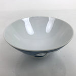 Japanese Porcelain Sometsuke Rice Bowl Owan Vtg Wide White Blue Leaves Y44