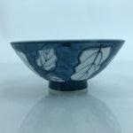 Japanese Porcelain Sometsuke Rice Bowl Owan Vtg Wide White Blue Leaves Y45