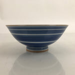 Japanese Porcelain Sometsuke Rice Bowl Owan Vtg Wide White Blue Lines Y35