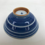 Japanese Porcelain Sometsuke Rice Bowl Owan Vtg Wide White Blue Lines Y35