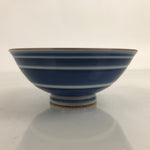 Japanese Porcelain Sometsuke Rice Bowl Owan Vtg Wide White Blue Lines Y36