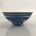 Japanese Porcelain Sometsuke Rice Bowl Owan Vtg Wide White Blue Lines Y37