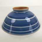 Japanese Porcelain Sometsuke Rice Bowl Owan Vtg Wide White Blue Lines Y38