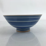 Japanese Porcelain Sometsuke Rice Bowl Owan Vtg Wide White Blue Lines Y38