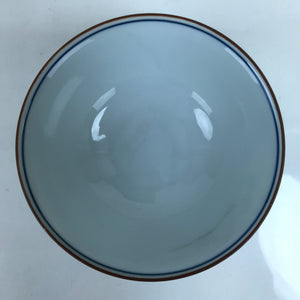 Japanese Porcelain Sometsuke Rice Bowl Owan Vtg Wide White Blue Lines Y38