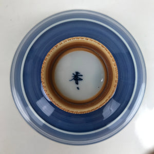 Japanese Porcelain Sometsuke Rice Bowl Owan Vtg Wide White Blue Lines Y38