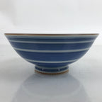 Japanese Porcelain Sometsuke Rice Bowl Owan Vtg Wide White Blue Lines Y39