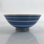 Japanese Porcelain Sometsuke Rice Bowl Owan Vtg Wide White Blue Lines Y39