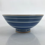 Japanese Porcelain Sometsuke Rice Bowl Owan Vtg Wide White Blue Lines Y39